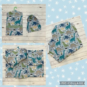 Dínós ovis vagy kisgyermek ágynemű szett + ovizsák tornazsák szett + derékalj , Játék & Sport, Ovis felszerelés, Ovis szett, Varrás, MESKA