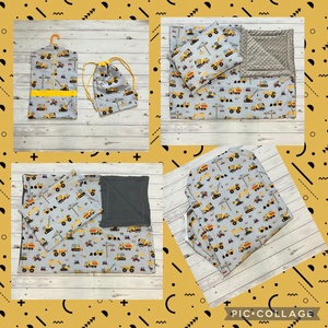 Munkagépes ovis vagy kisgyermek ágynemű (2 db) + ovizsák tornazsák szett + derékalj, Játék & Sport, Ovis felszerelés, Ovis szett, Varrás, MESKA