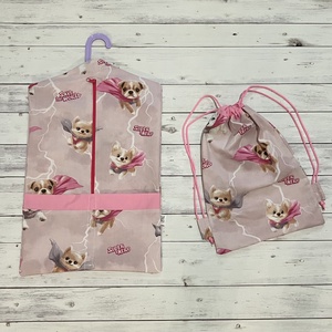 Rózsaszín kutya ovizsák és tornazsák szett - Meska.hu