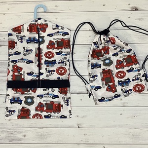 Tűzoltó és rendőr mintás kék ovizsák és tornazsák szett, Játék & Sport, Ovis felszerelés, Ovis szett, Varrás, MESKA