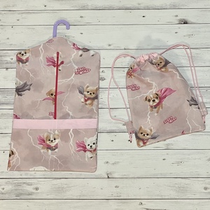 Rózsaszín kutya ovizsák és tornazsák szett, Játék & Sport, Ovis felszerelés, Ovis szett, Varrás, MESKA