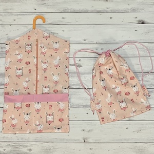 Rózsaszín nyuszi mintás ovizsák és tornazsák szett, Játék & Sport, Ovis felszerelés, Ovis szett, Varrás, MESKA