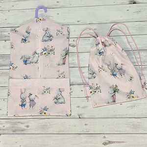 Rózsaszín nyuszi mintás ovizsák és tornazsák szett, Játék & Sport, Ovis felszerelés, Ovis szett, Varrás, MESKA