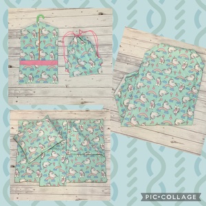 Unikornis és fagyi mintás ovis vagy kisgyermek ágynemű szett + ovizsák tornazsák szett + derékalj , Játék & Sport, Ovis felszerelés, Ovis szett, Varrás, MESKA