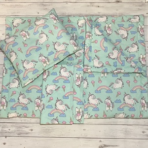 Unikornis és fagyi mintás ovis vagy kisgyermek ágynemű szett + ovizsák tornazsák szett + derékalj  - játék & sport - ovis felszerelés - ovis szett - Meska.hu