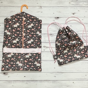 Unikornis mintás ovizsák és tornazsák szett, pompom dekorral, Játék & Sport, Ovis felszerelés, Ovis szett, Varrás, MESKA