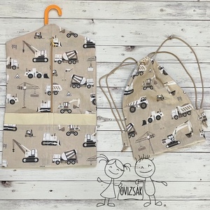 Munkagépes ovis vagy kisgyermek ágynemű szett + ovizsák tornazsák szett + derékalj  - játék & sport - ovis felszerelés - ovis szett - Meska.hu