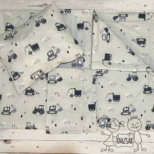 Munkagépes ovis vagy kisgyermek ágynemű szett + ovizsák tornazsák szett + derékalj  - játék & sport - ovis felszerelés - ovis szett - Meska.hu