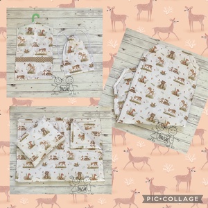 Erdei állatos ovis vagy kisgyermek ágynemű szett + ovizsák tornazsák szett + derékalj , Játék & Sport, Ovis felszerelés, Ovis szett, Varrás, MESKA