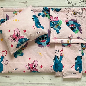 Stitch mintás ovis vagy kisgyermek ágynemű szett + ovizsák tornazsák szett + derékalj - játék & sport - ovis felszerelés - ovis szett - Meska.hu