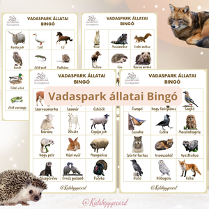 Bingo / Találd ki Erdei / Házi állatok 4 lap vadaspark állatai  - Meska.hu