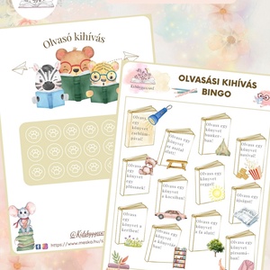 Olvasás kihívás bingo pontgyűjtő - játék & sport - készségfejlesztő és logikai játék - logikai játékok - Meska.hu