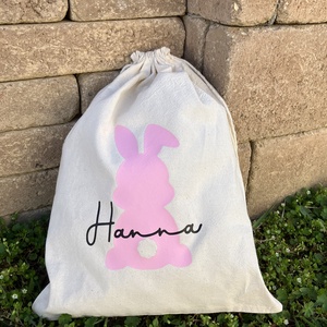 Névre szóló húsvéti vászonzsák, Ünnepi díszek, dekorációk, Húsvéti díszek és dekorációk, Húsvéti ajándékátadó, , MESKA