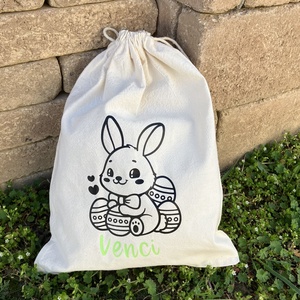 Névre szóló húsvéti vászonzsák - ünnepi díszek, dekorációk - húsvéti díszek és dekorációk - húsvéti ajándékátadó - Meska.hu