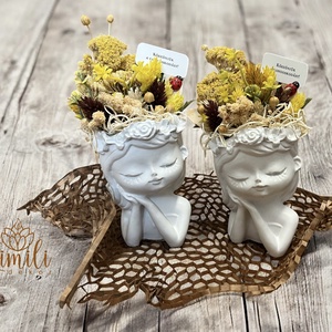 Szárazdísz kislány kaspóban - otthon & életmód - dekoráció - asztal és polc dekoráció - asztaldísz - Meska.hu