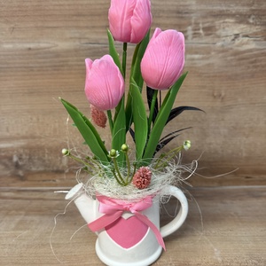 Tulipános kiskanna - otthon & életmód - virágdekoráció - virágdíszek - asztali virágdísz - Meska.hu