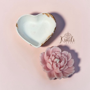 Illatgyertya + szív tálka - otthon & életmód - dekoráció - asztal és polc dekoráció - dekorációs tál, tartó - Meska.hu