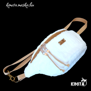 Plüss övtáska fehér- beige - táska & tok - övtáska - Meska.hu