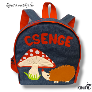 Gombás-sünis hátizsák - táska & tok - hátizsák - kishátizsák - Meska.hu