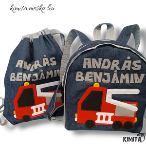 Tűzoltós hátizsák tornazsákkal - Meska.hu