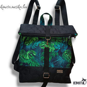 Pálma leveles roll-top hátizsák - táska & tok - hátizsák - roll top hátizsák - Meska.hu