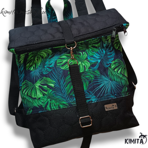 Pálma leveles roll-top hátizsák - táska & tok - hátizsák - roll top hátizsák - Meska.hu