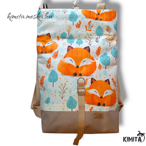 Rókás roll-top hátizsák - táska & tok - hátizsák - roll top hátizsák - Meska.hu