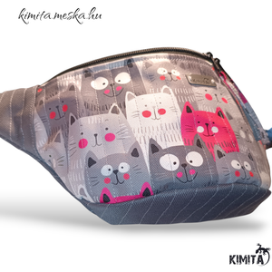 Szürke cicás övtáska - táska & tok - övtáska - Meska.hu
