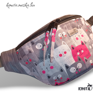 Szürke cicás övtáska - táska & tok - övtáska - Meska.hu