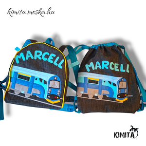 Vonatos hátizsák tornazsákkal - Meska.hu