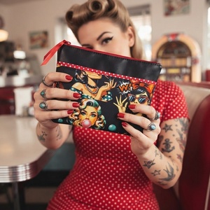 Neszesszer - rockabilly piros, Táska & Tok, Neszesszer, Varrás, MESKA