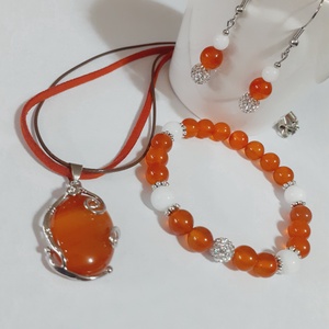 Karneol ásvány ékszer szett - ékszer - ékszerszett - Meska.hu