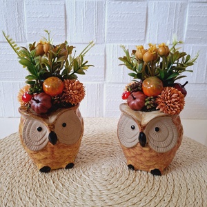 Cuki őszi dekoráció bagoly kaspóban - otthon & életmód - dekoráció - asztal és polc dekoráció - asztaldísz - Meska.hu