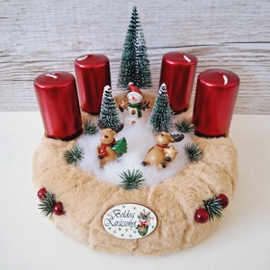 Adventi koszorú-szarvas figurákkal, Karácsony, Adventi díszek, Adventi asztaldísz, , MESKA