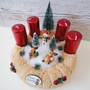 Adventi koszorú-szarvas figurákkal - karácsony - adventi díszek - adventi asztaldísz - Meska.hu
