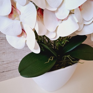 Három szálas orchidea dekoráció kerámia kaspóban - otthon & életmód - dekoráció - asztal és polc dekoráció - asztaldísz - Meska.hu