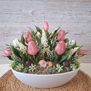 Őzikés tavaszi dísz - otthon & életmód - virágdekoráció - virágdíszek - virágdísz kaspóban - Meska.hu