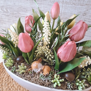 Őzikés tavaszi dísz - otthon & életmód - virágdekoráció - virágdíszek - virágdísz kaspóban - Meska.hu