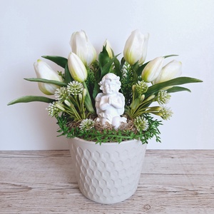 Élethű tulipános sírdísz, Otthon & Életmód, Vallás, Temetkezési tárgy, , MESKA