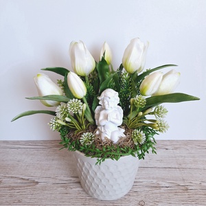 Élethű tulipános sírdísz - otthon & életmód - vallás - temetkezési tárgy - Meska.hu