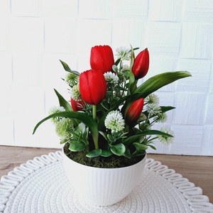 Tulipános asztaldísz - otthon & életmód - dekoráció - asztal és polc dekoráció - asztaldísz - Meska.hu