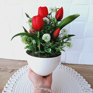 Tulipános asztaldísz - otthon & életmód - dekoráció - asztal és polc dekoráció - asztaldísz - Meska.hu