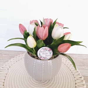 Élethű tulipános asztaldísz - otthon & életmód - dekoráció - asztal és polc dekoráció - asztaldísz - Meska.hu