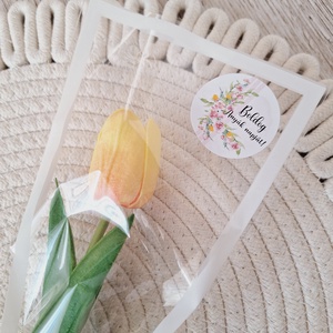 Szálas,ilattos habgumi tulipán celofán csomagolásban-sárga - otthon & életmód - dekoráció - asztal és polc dekoráció - asztaldísz - Meska.hu