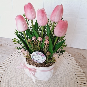 Tavaszi tulipános asztaldísz II. - otthon & életmód - dekoráció - asztal és polc dekoráció - asztaldísz - Meska.hu