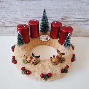 Adventi koszorú szarvas figurákkal II., Karácsony, Adventi díszek, Adventi asztaldísz, , MESKA
