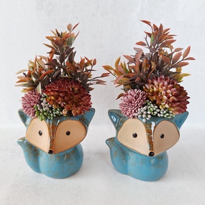 Cuki dekoráció rókás kaspóban II. - otthon & életmód - dekoráció - asztal és polc dekoráció - asztaldísz - Meska.hu