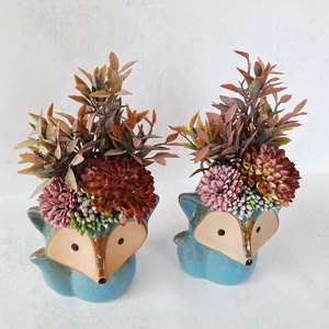 Cuki dekoráció rókás kaspóban II. - otthon & életmód - dekoráció - asztal és polc dekoráció - asztaldísz - Meska.hu