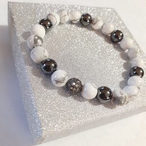 Howlit-hematit ásvány karkötő - ékszer - karkötő - gyöngyös karkötő - Meska.hu Howlit-hematit ásvány karkötő - ékszer - karkötő - gyöngyös karkötő - Meska.hu