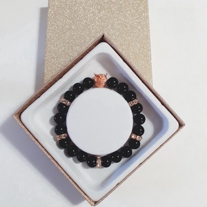 Baglyos ónix ásvány karkötő - ékszer - karkötő - gyöngyös karkötő - Meska.hu